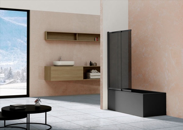 Шторка для ванны раздвижная  Vincea VSB-1E VSB-1E100CGB 100 см, стекла прозрачные, профиль черный