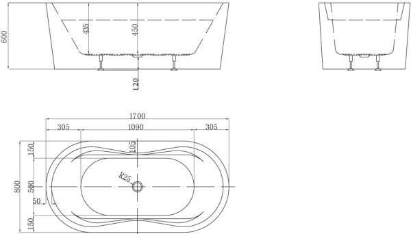 Акриловая ванна BelBagno  BB407-1700-800 170x80