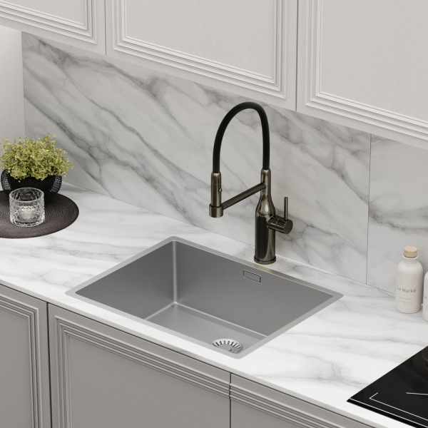 Смеситель для кухни Sancos Pride SC4011GG без подключения к фильтру вороненая сталь/черный