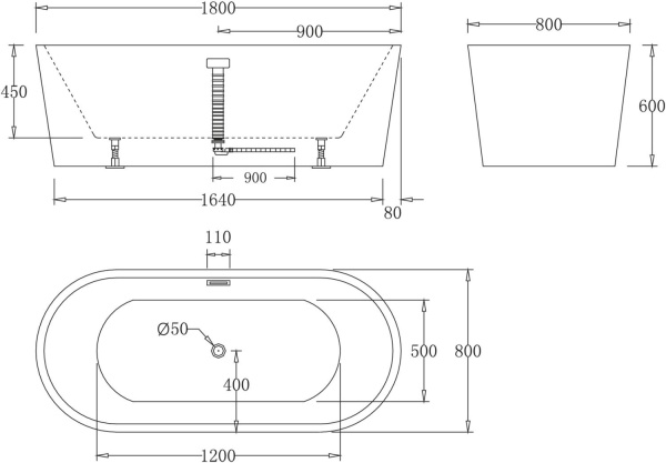 Акриловая ванна BelBagno  BB71-1800 180x80