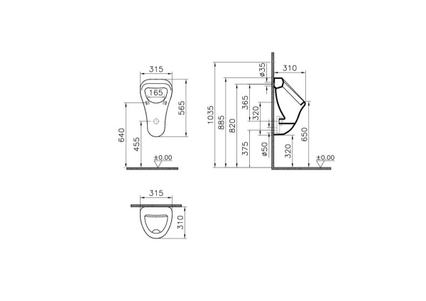 Писсуар подвесной VitrA Arkitekt 6201B003-0199 фарфор белый