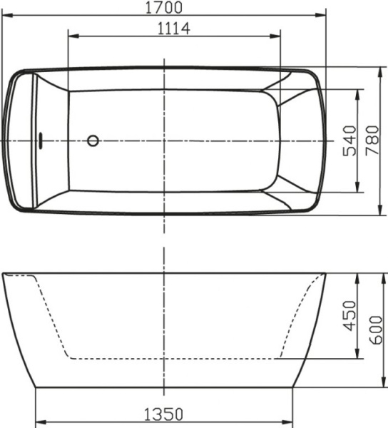 Акриловая ванна BelBagno  BB304 170x78