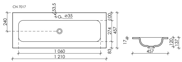Раковина встраиваемая сверху прямоугольная Ceramica Nova Element CN7017 фарфор цвет белый