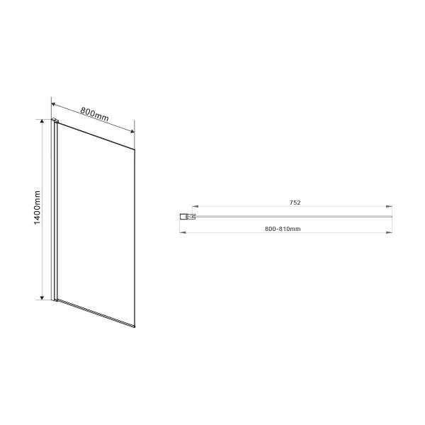 Шторка для ванны распашная  Vincea VSB-11 VSB-11800CLGM 80 см, стекла прозрачные, профиль вороненая сталь