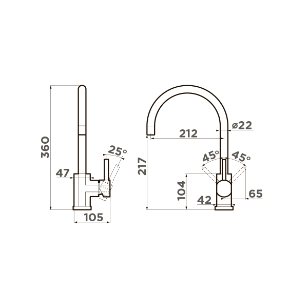 Смеситель для кухни Omoikiri Wakayama 4994290 без подключения к фильтру вороненая сталь