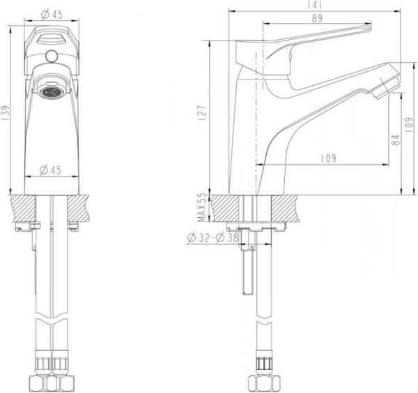 Смеситель для раковины Bravat Eco-D F193158C хром