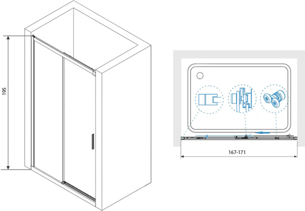 Душевая дверь RGW Leipzig LE-12B 34121217-14 170 см стекла прозрачные, профиль черный