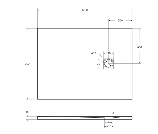 Душевой поддон низкий BelBagno Uno TRAY-MR-UNO-AH-120/90-35-W-BO прямоугольный литьевой мрамор 120x90 белый