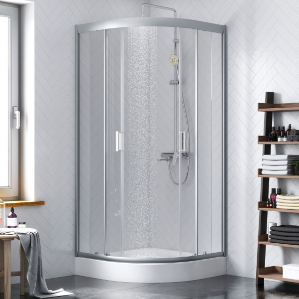 Душевой угол Damixa Skyline DX35WG-301-090MT четверть круга  стекла прозрачные, профиль хром