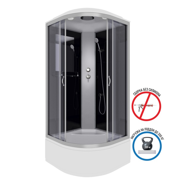 Душевая кабина с крышей Niagara Classic NG-2508-14 четверть круга  90x90 стекла тонированные, профиль матовый хром