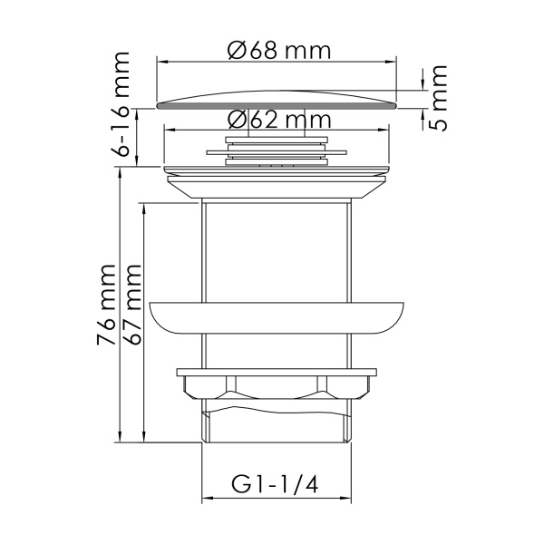 Донный клапан Wasserkraft  A244, латунь, латунь, , латунь