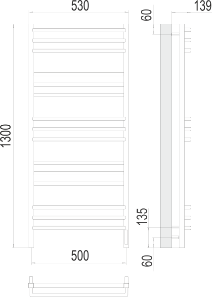 Полотенцесушитель электрический Terminus Соренто П15  50x130 4670078531483 хром