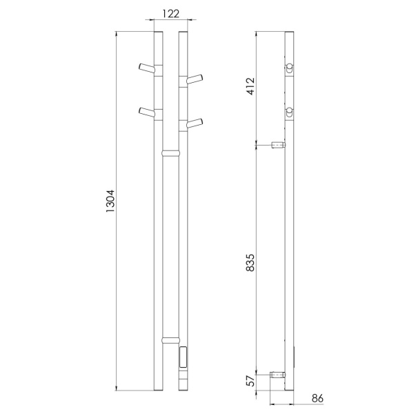 Полотенцесушитель электрический Vincea  П2  25х130 VTD-1D2GE графит