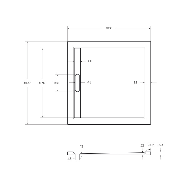 Душевой поддон низкий Cezares Tray TRAY-AS-A-80-30-W квадратный литьевой мрамор 80x80 белый
