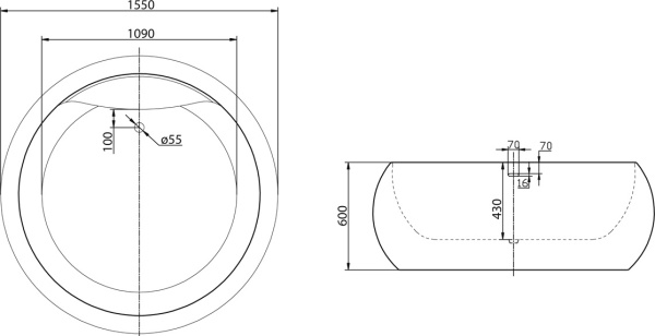 Акриловая ванна BelBagno  BB30-1550 155x155