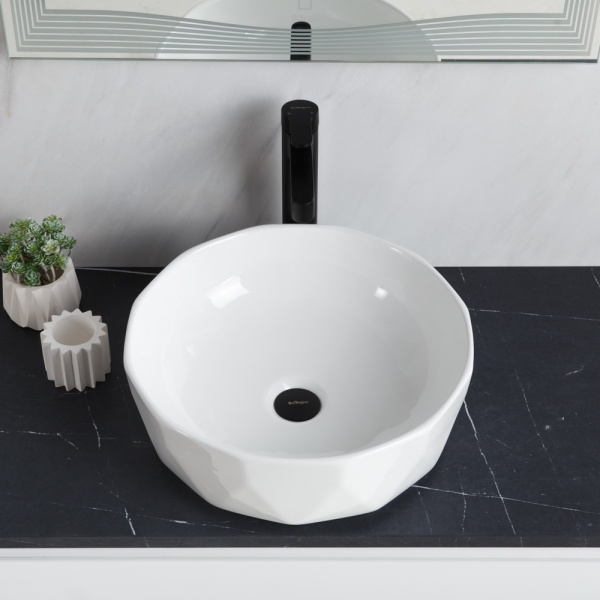 Раковина накладная круглая BelBagno  BB1409 фаянс цвет белый