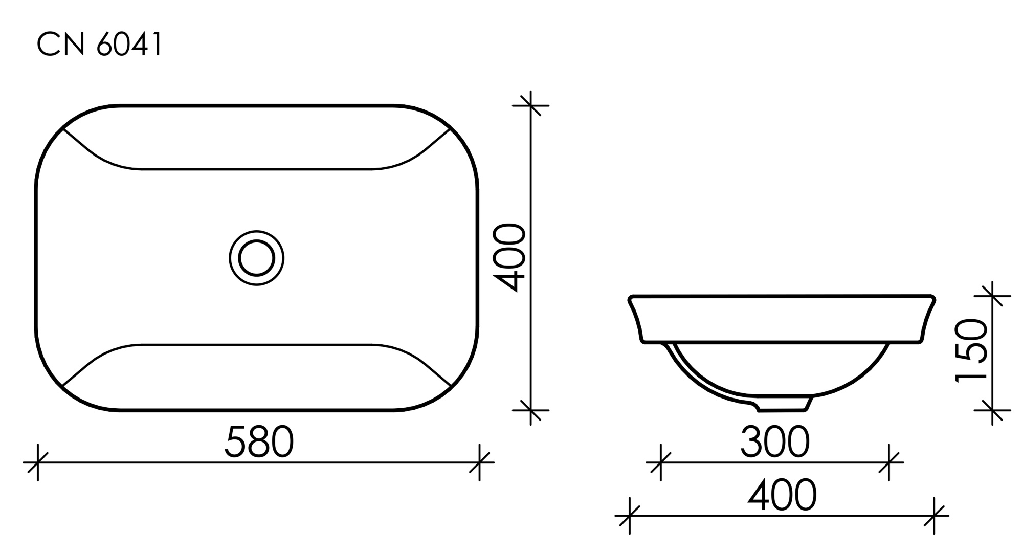 Раковина встраиваемая сверху прямоугольная Ceramica Nova Element CN6041 фарфор цвет белый