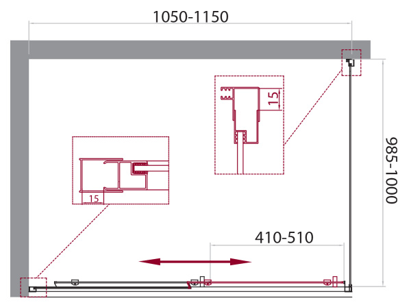 Душевой угол BelBagno Unique UNIQUE-AH-1-100/115-100-C-Cr прямоугольный 100/115х100 стекла прозрачные, профиль хром