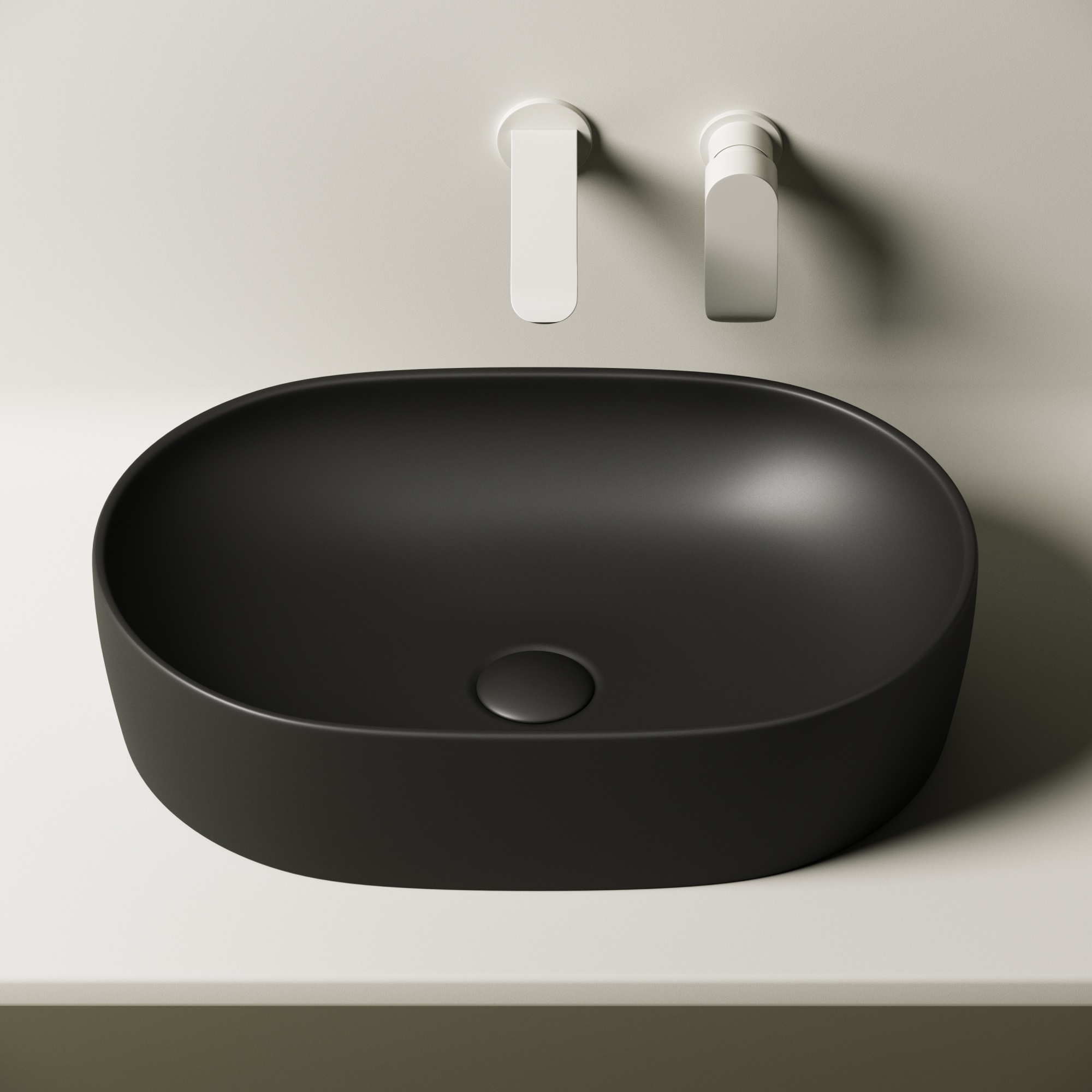 Раковина накладная овальная Ceramica Nova Element CN6047MB фарфор цвет черный матовый