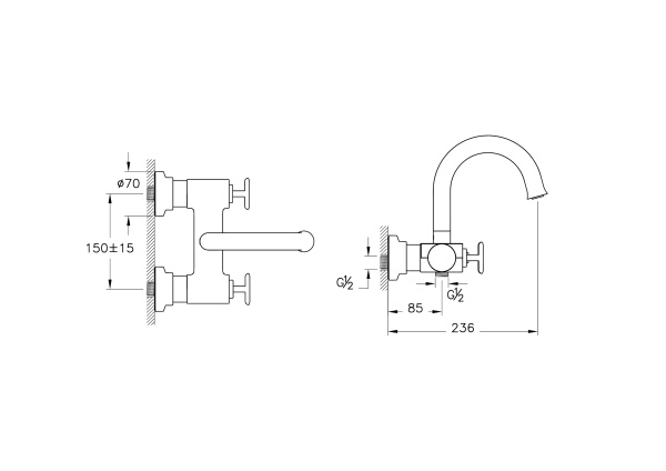 Смеситель для раковины VitrA Origin Classic A42893 хром