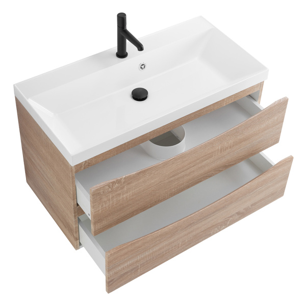Тумба под раковину подвесная BelBagno Marino MARINO-900-2C-SO-WO-P 90 см  2 ящика цвет Rovere Bianco 