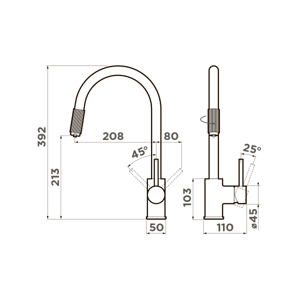 Смеситель для кухни Omoikiri Tamura 4994334 с подключением к фильтру нержавеющая сталь