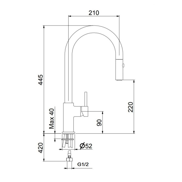 Смеситель для кухни Webert Doha DH940302560 без подключения к фильтру черный