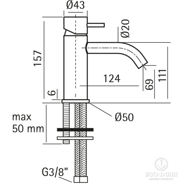 Смеситель для раковины Cisal Xion XI000544D1 нержавеющая сталь