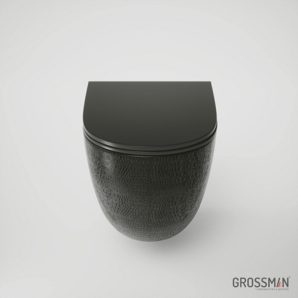 Унитаз подвесной Grossman Color GR-4455BBLS Rimless фаянс черный глянцевый текстурный