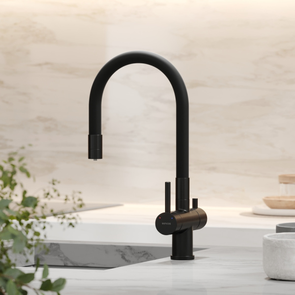 Смеситель для кухни Sancos Lucia SC4004MB с подключением к фильтру матовый черный/черный