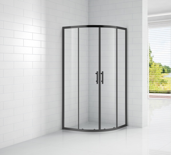 Душевой угол Cezares Eco ECO-O-R-2-90-C-NERO четверть круга  стекла , профиль 