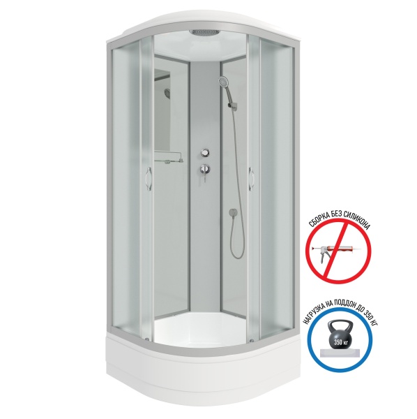 Душевая кабина с крышей Niagara Classic NG-3302-14 четверть круга  100x100 стекла матовые, профиль матовый хром