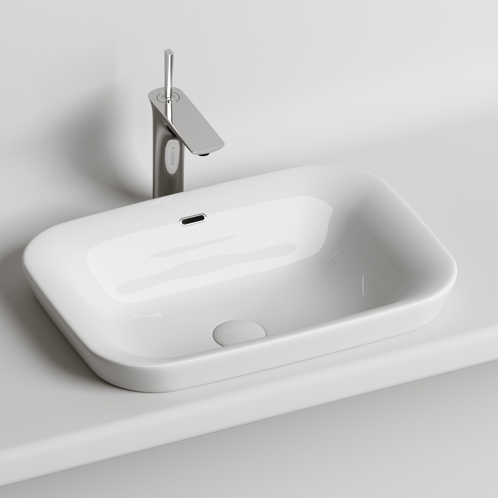 Раковина встраиваемая сверху прямоугольная Ceramica Nova Element CN6041 фарфор цвет белый