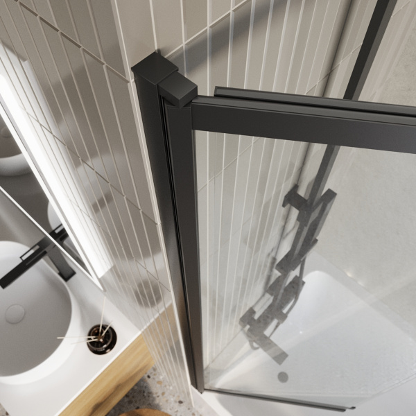 Шторка для ванны раздвижной  BelBagno Luce LUCE-VF-11-100/145-C-NERO 100 см, стекла прозрачные, профиль черный