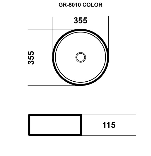 Раковина  круглая Grossman Color GR-5010SBR фаянс цвет серебро-черный
