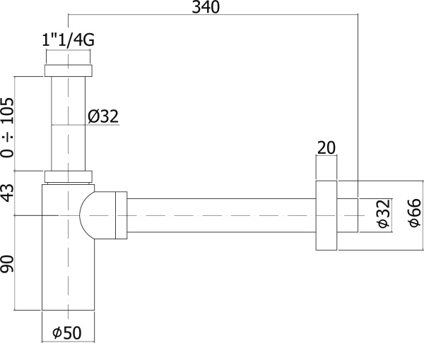 Сифон для раковины Paffoni Minimal ZACC240BO белый, латунь, латунь