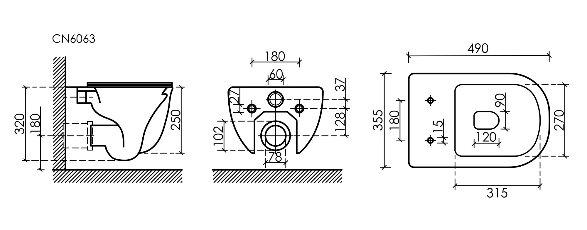 Унитаз подвесной Ceramica Nova Modena CN6063MH Rimless фарфор серый матовый