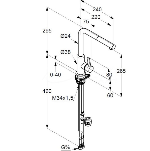 Смеситель для кухни Kludi L-ine S 408513975 без подключения к фильтру черный