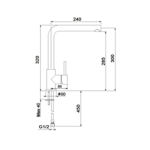 Смеситель для кухни Webert London LO920302345 без подключения к фильтру никель