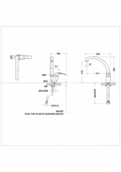 Смеситель для кухни Bravat Fit F7135188CP-1-RUS без подключения к фильтру хром