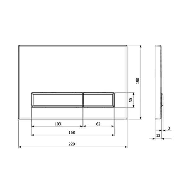Кнопка смыва Veconi Square Design VFSD003BLG цвет черный-матовое золото