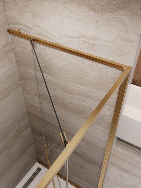 Душевая дверь складная Cezares Lux LUX-B-FS-1-90-C-BORO 90 см стекла прозрачные профиль брашированное золото