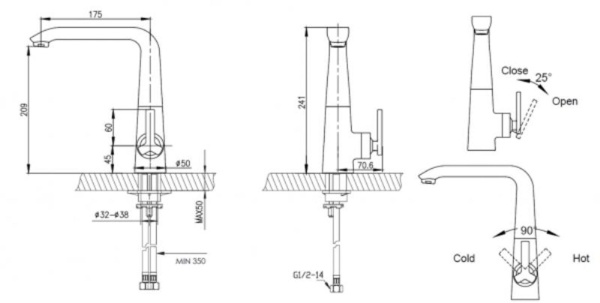 Смеситель для кухни Bravat Waterfall F773107C-1 без подключения к фильтру хром