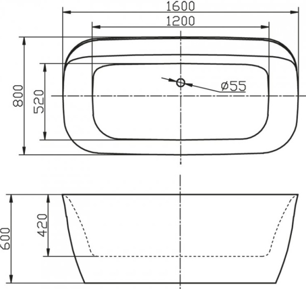 Акриловая ванна BelBagno  BB303 160x80