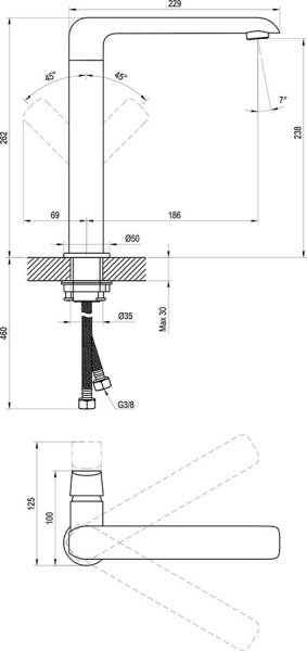 Смеситель для раковины Ravak Flat X070174 черный матовый