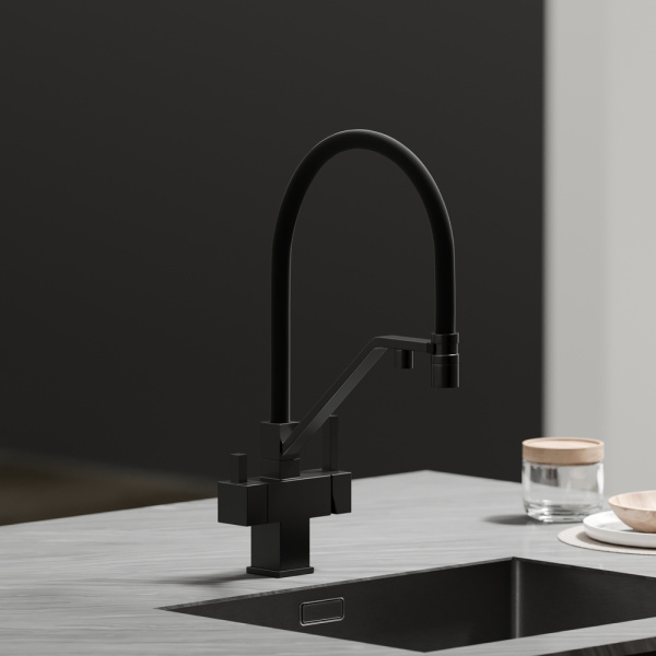 Смеситель для кухни Sancos Loro SC4007MB с подключением к фильтру матовый черный/черный
