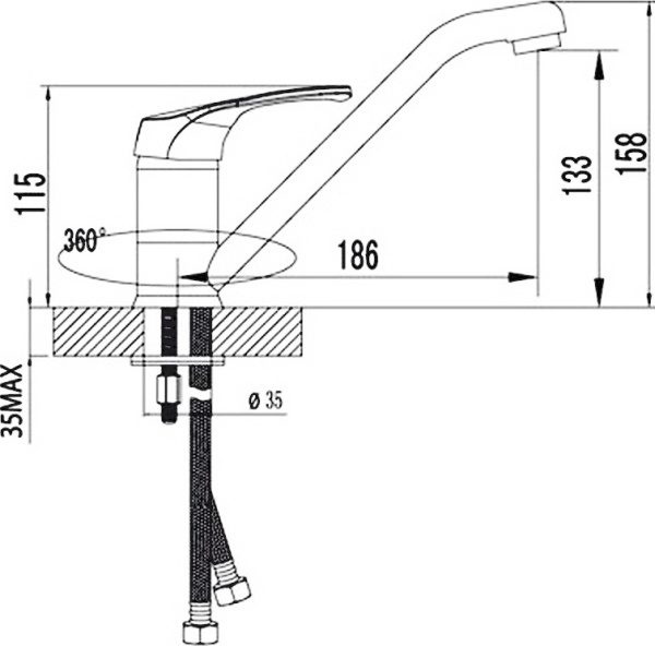 Смеситель для кухни Lemark Omega LM3104C без подключения к фильтру хром