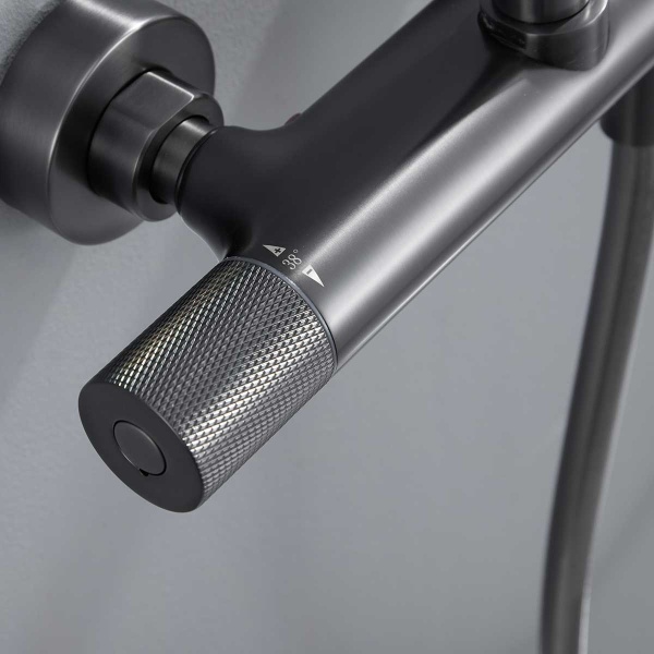 Душевая система со смесителем Vincea Desire VSFS-1D0TGM монтаж настенная с термостатом вороненая сталь