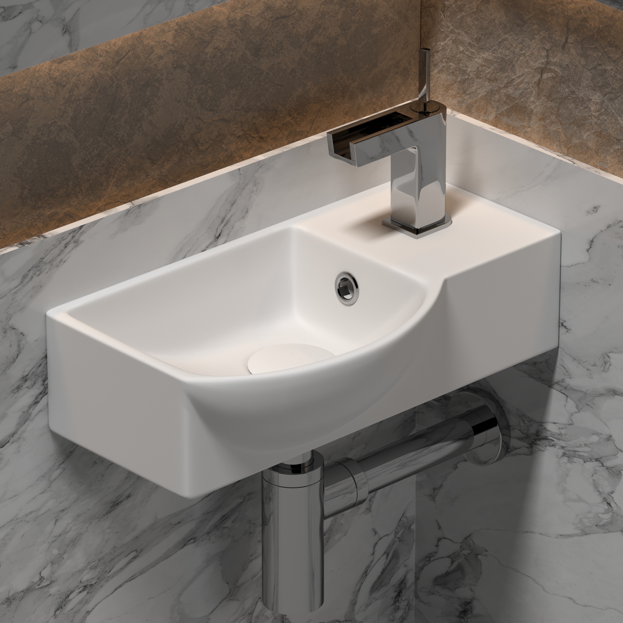 Раковина подвесная прямоугольная Ceramica Nova Element CN6039L фарфор цвет белый