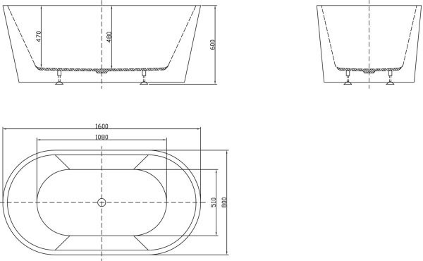 Акриловая ванна BelBagno  BB202-1600-800 160x80
